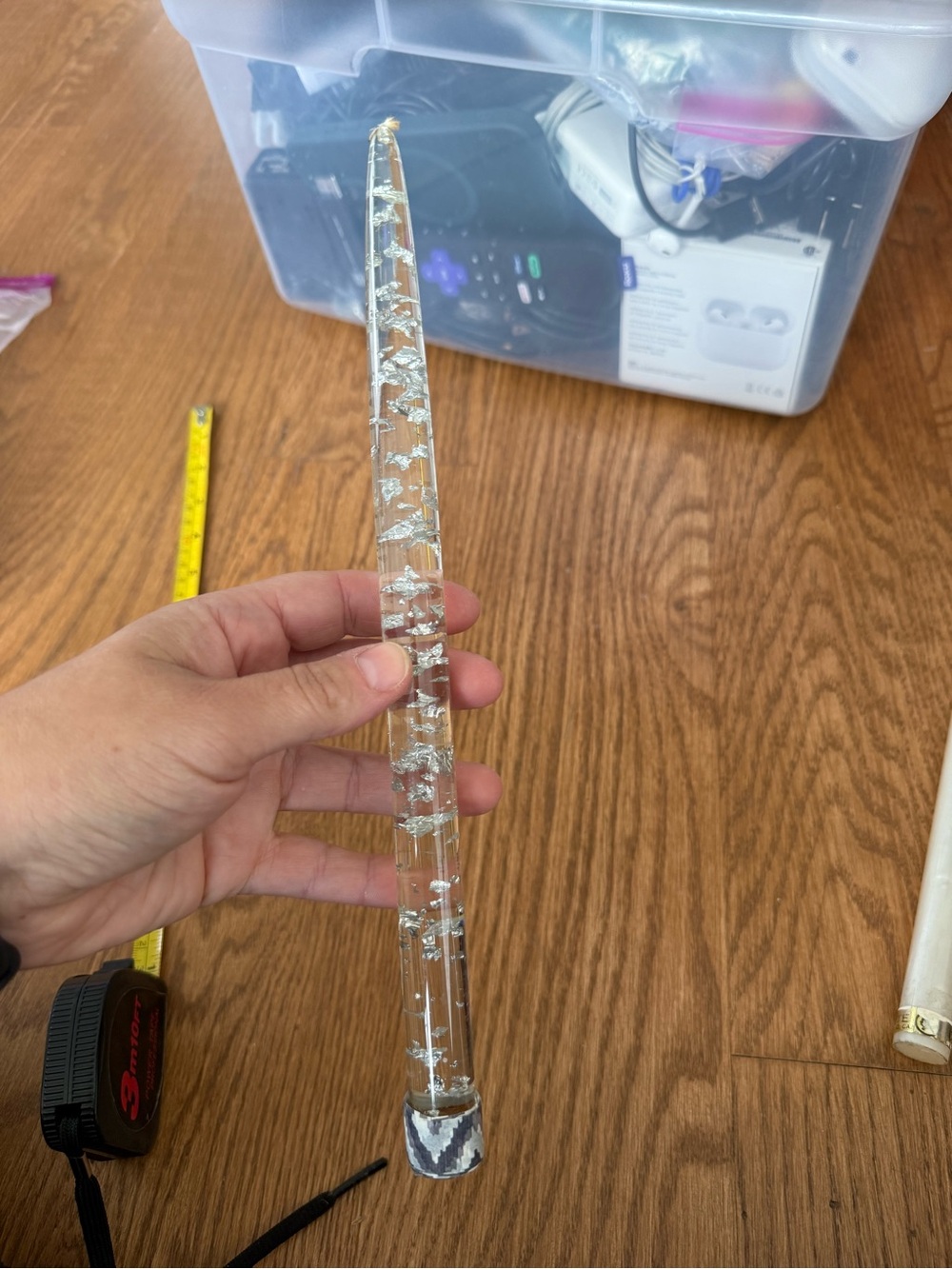 Clear LED Crystal Bubble Light Wand - Silver Accents